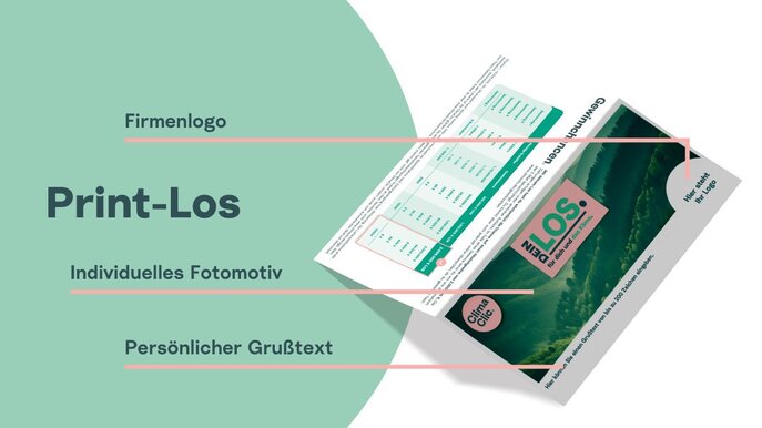 Print-Geschenklos mit Beschreibung für Geschäftskunden Außenansicht